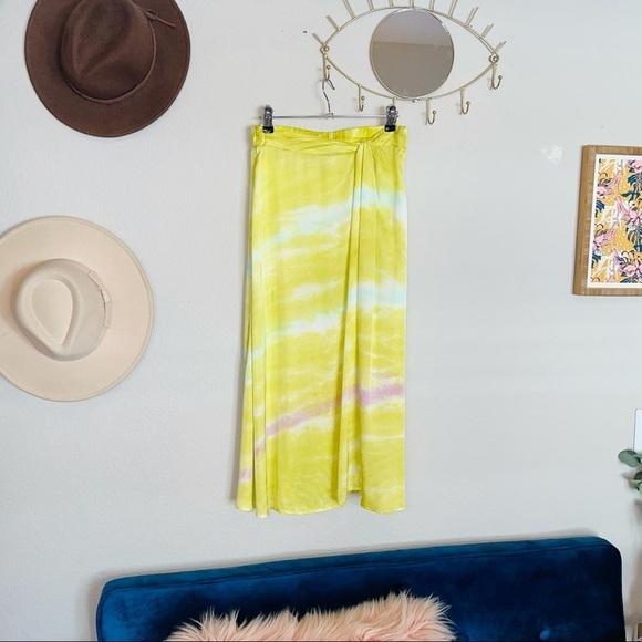 Young Fabulous & Broke Satin Tie-Dye Savanna Twist Midi Skirt - Picture 2 of 14